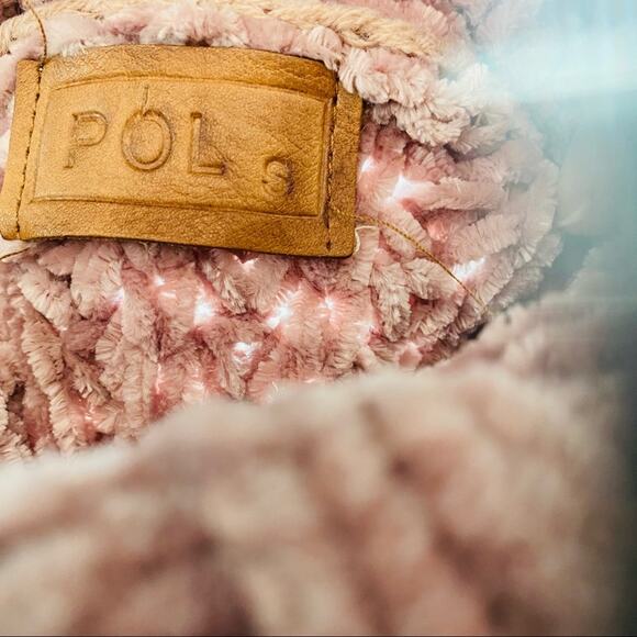 DOLLS KILL POL Blush Pink Rose Chunky Oversized Turtleneck Crop Pullover Sweater - Picture 5 of 8